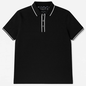 Soft Texture MinimalistDesign Denim & Flower Black Men Polo