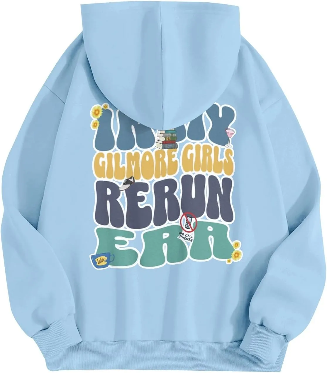 Azeralia Hoodies for Women Round Neck Long Sleeve Sweatshirt Print College Style Pullover Autumn Winter Casual Top