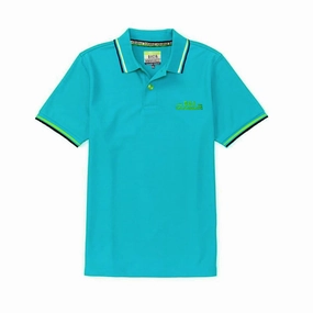 B & A Men Blue Polo Microfiber Blend