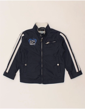 Fleece Lined BACI & ABBRACCI Boys Graphic Bomber Jacket 5-6 Years Navy Blue Nylon
