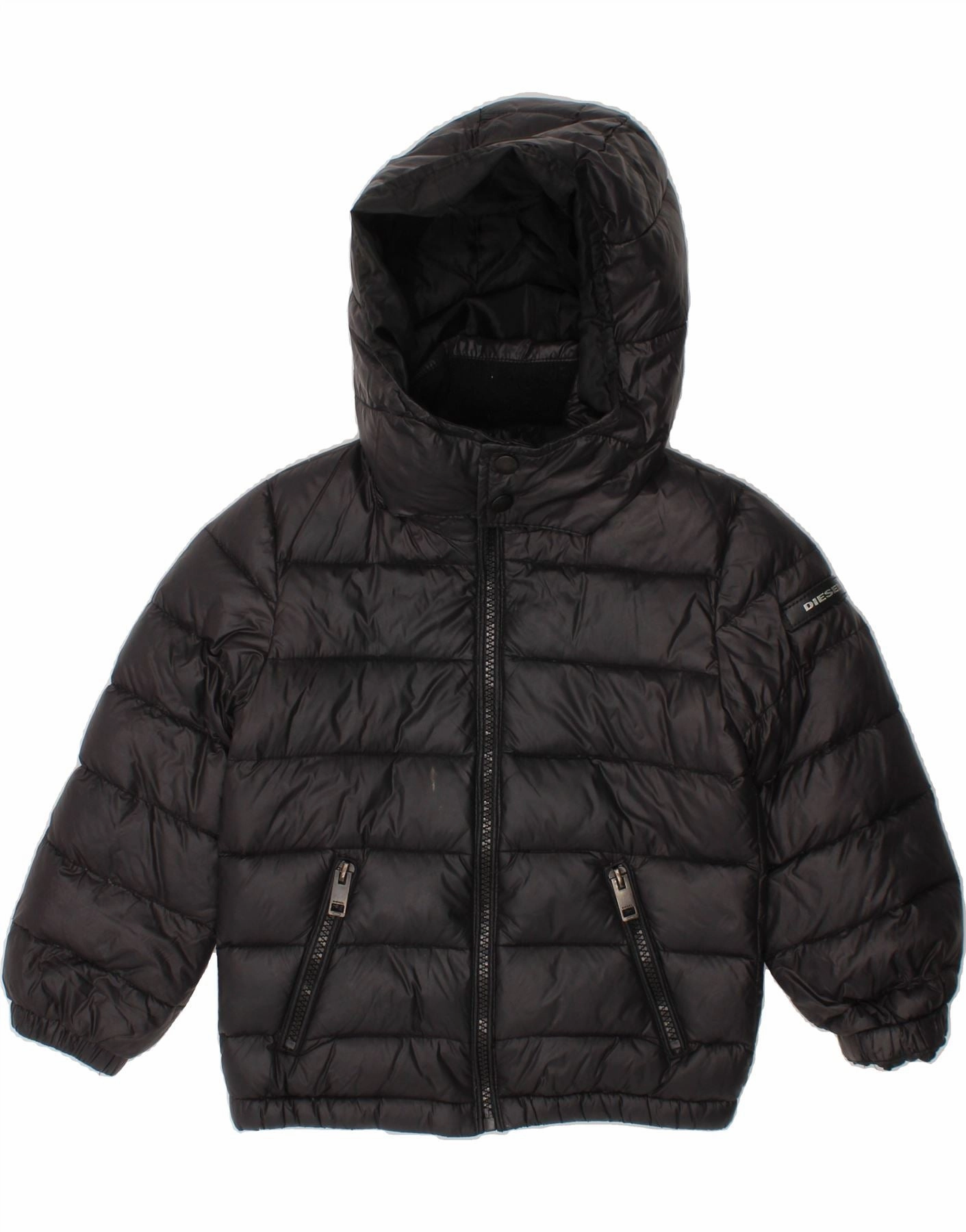 DIESEL Boys Hooded Padded Jacket 3-4 Years Black Odor Control Treatment non adjustable