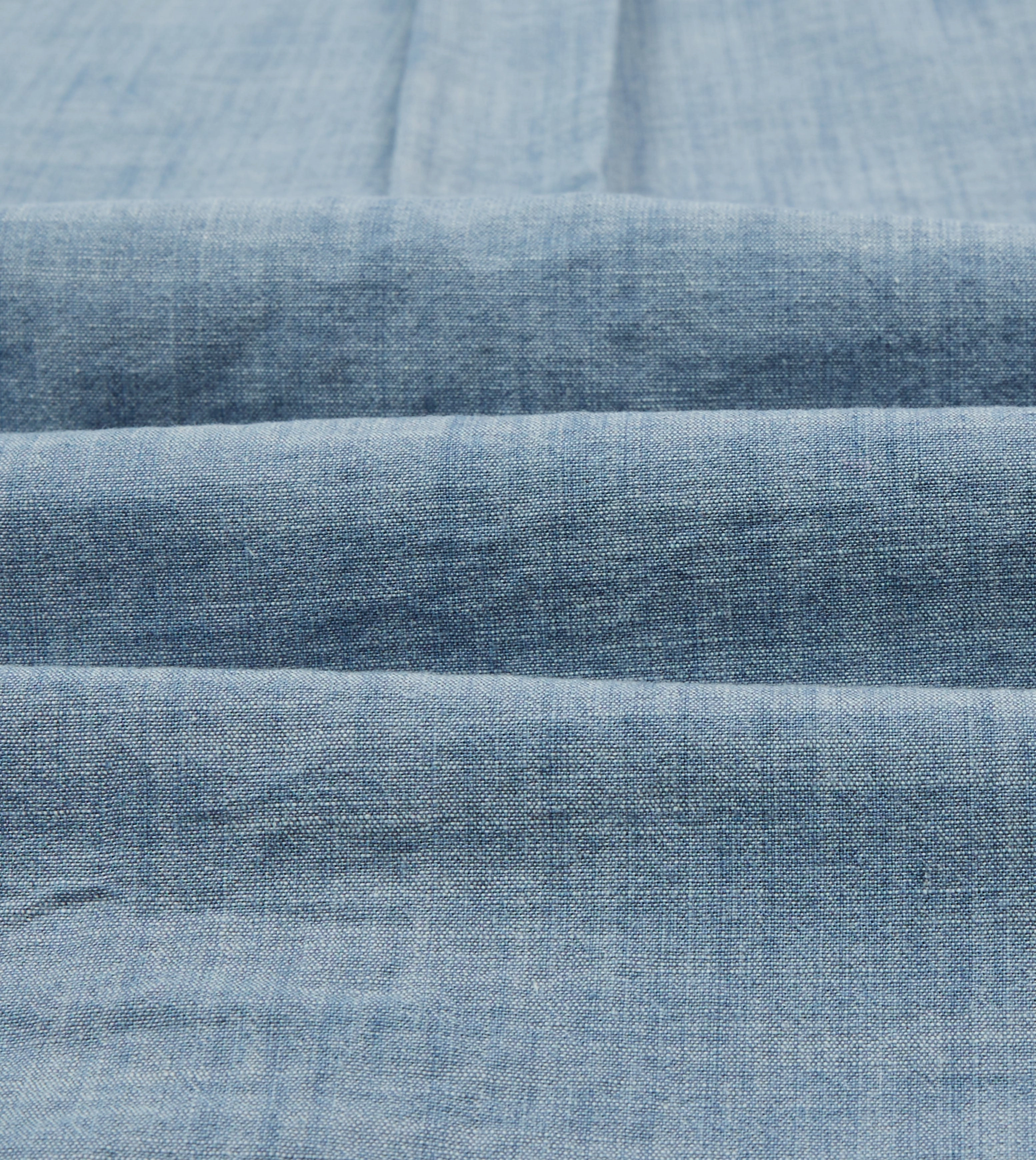 Patterned Design Light Blue Cotton Chambray Button-Down Shirt