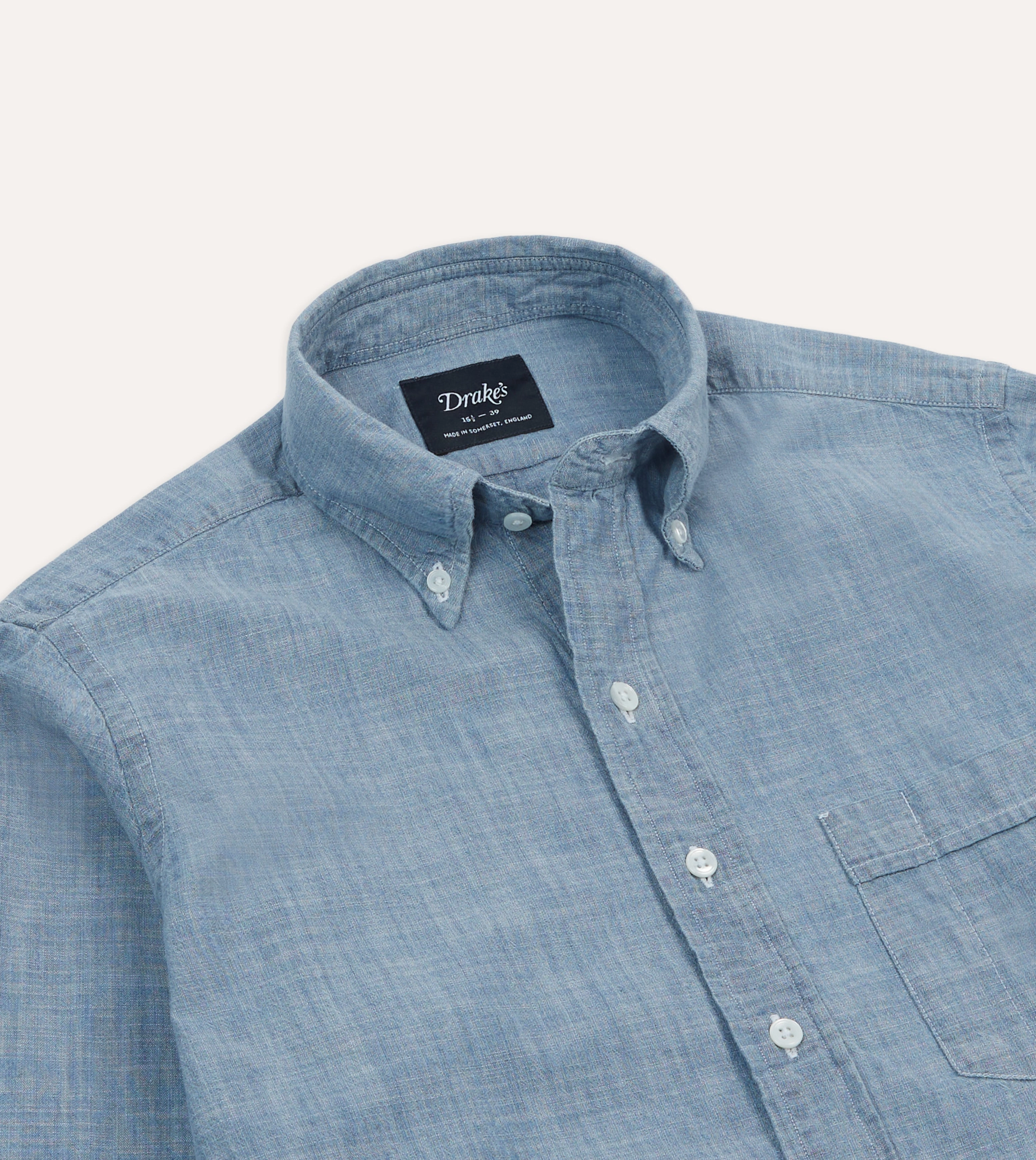 Bamboo Fiber Blend Practical Choice Light Blue Cotton Chambray Button-Down Shirt
