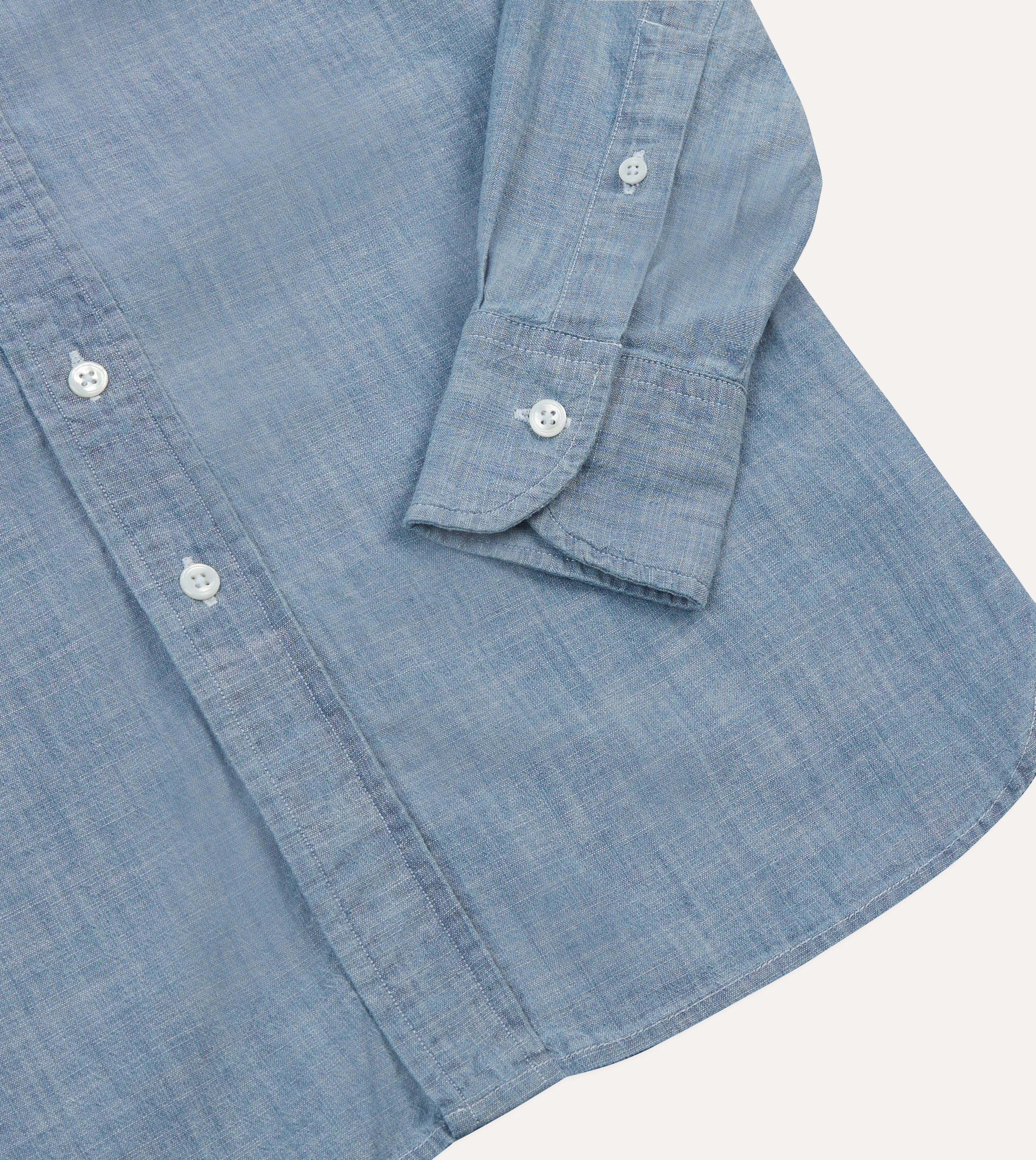 Premium Feel Budget Friendly Light Blue Cotton Chambray Button-Down Shirt