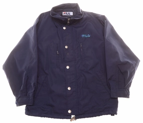 FILA Boys Windbreaker Jacket 9-10 Years Blue Polyester Detachable Hood