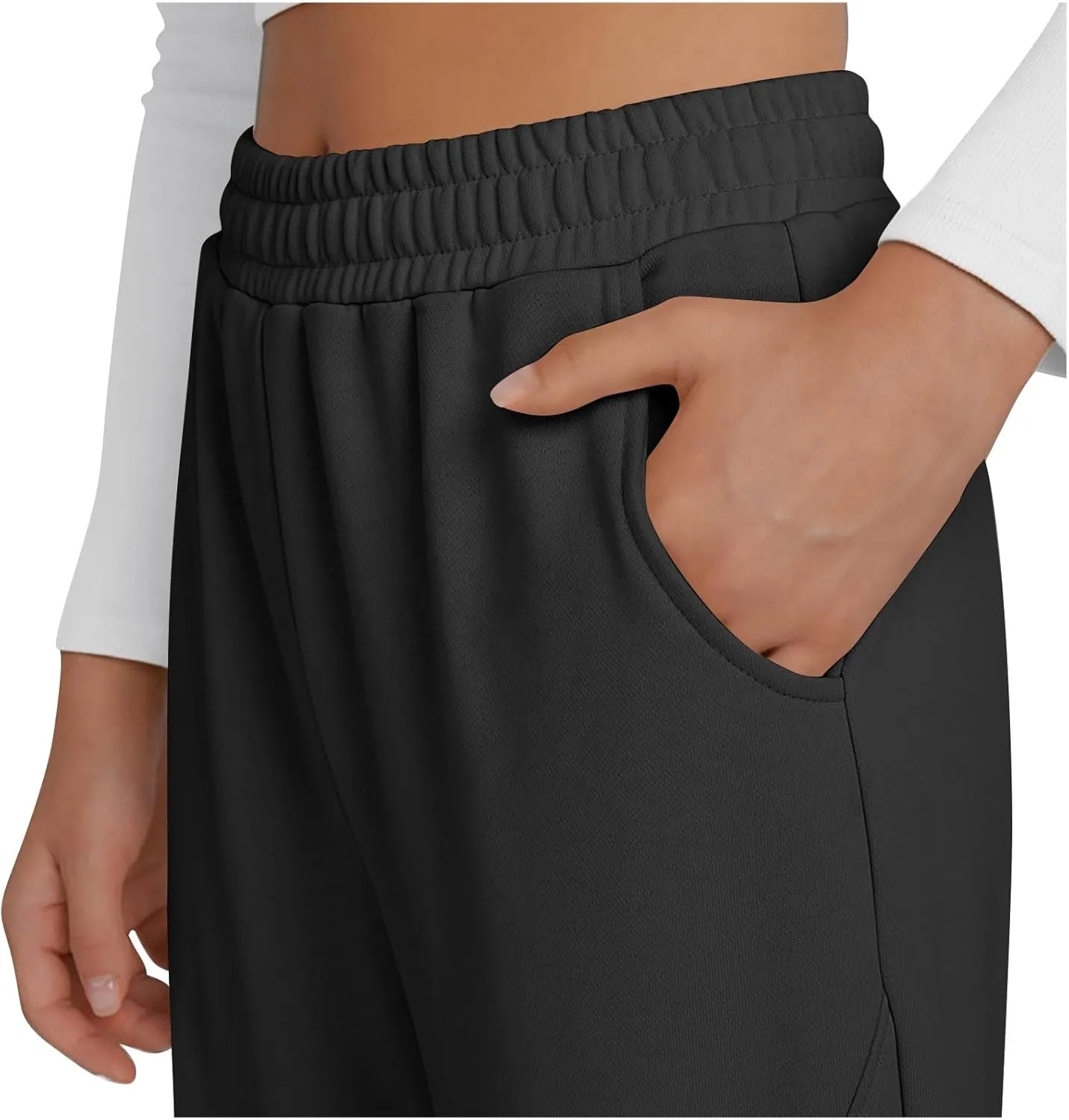 Baggy Open Bottom Sweatpants for Women Casual Lounge Jogger Pants with Pockets Wide Straight Leg Lounge Sport Trouser