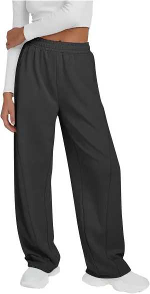 Baggy Open Bottom Sweatpants for Women Casual Lounge Jogger Pants with Pockets Wide Straight Leg Lounge Sport Trouser