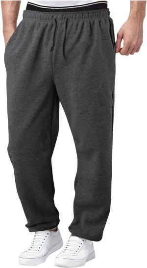 Baggy Sweatpants for Men Men Cargo Sweatpants Loose Casual Work Pants Joggers Open Bottom Drawstring Cargos Pant
