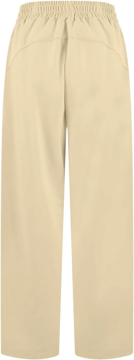 Baggy Wide Leg Sweatpants Casual Drawstring High Waisted Workout Pants with Pockets Lightweight Yoga Lounge Pants