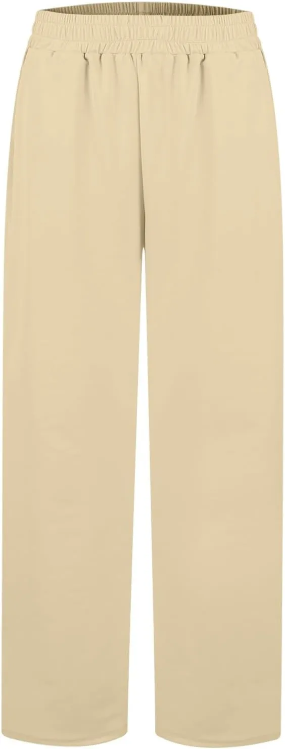 Baggy Wide Leg Sweatpants Casual Drawstring High Waisted Workout Pants with Pockets Lightweight Yoga Lounge Pants