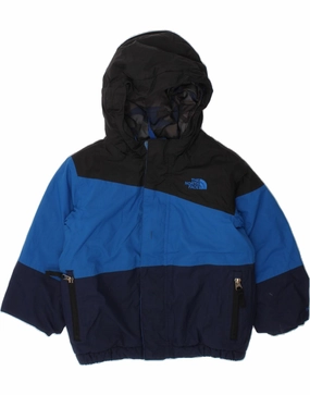 Water Repellent Finish THE NORTH FACE Boys Hooded Padded Jacket 2-3 Years Blue Colourblock