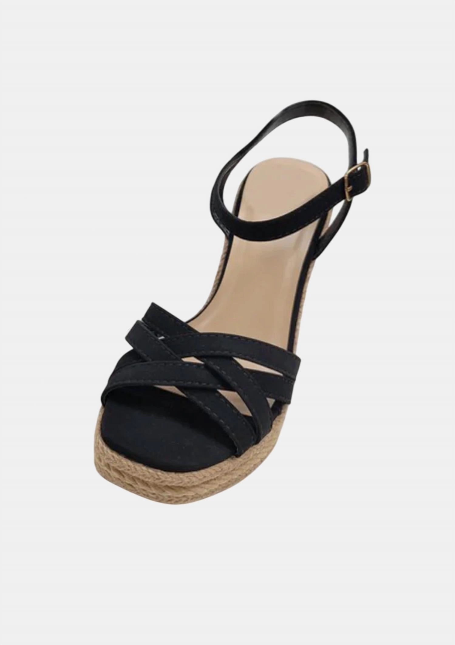 Stand Support Active Lift Women's Token Strappy Wedge Sandal In Black