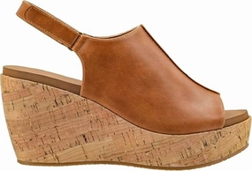 Women's Weekend Plans Wedge Sandals In Cognac Long Legs