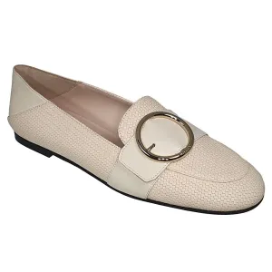 Soft Finish Bally Clariska 6301227 Women's Bone Embossed Leather Flats