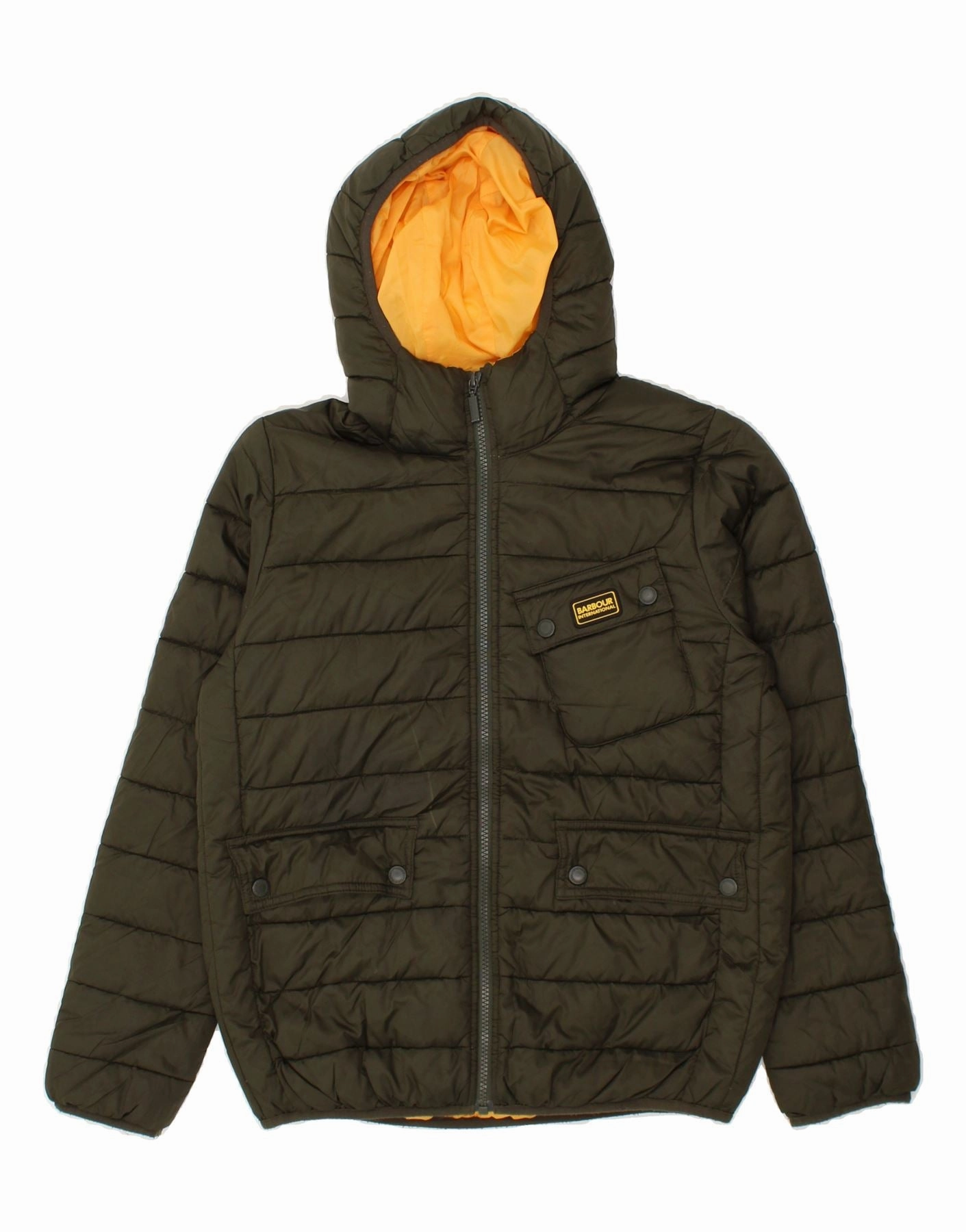 suitable for promotional activities BARBOUR Boys Hooded Padded Jacket 13-14 Years XL Green Polyamide