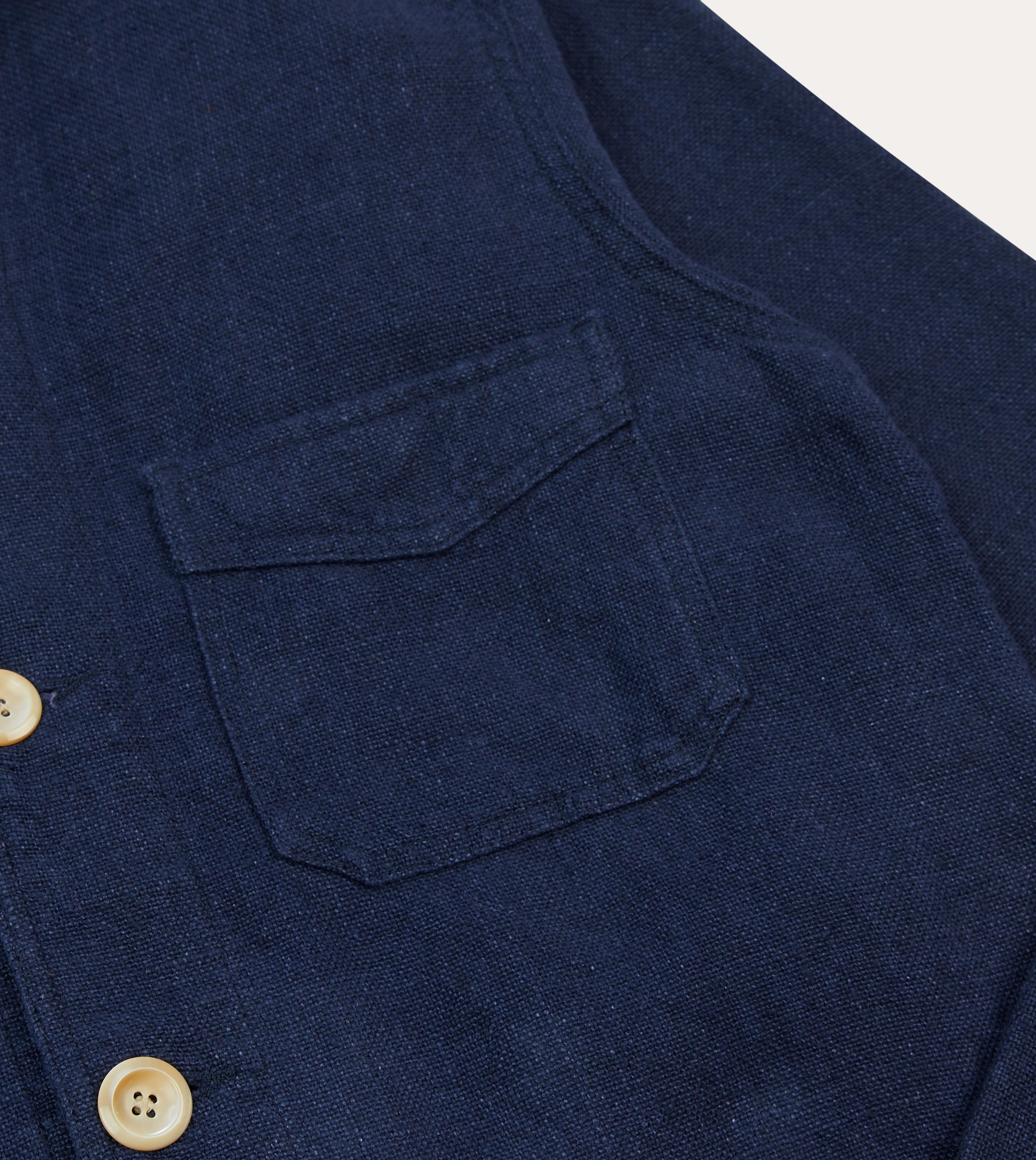 Dirt Repellent Surface Volunteer Navy Linen Five-Pocket Chore Jacket