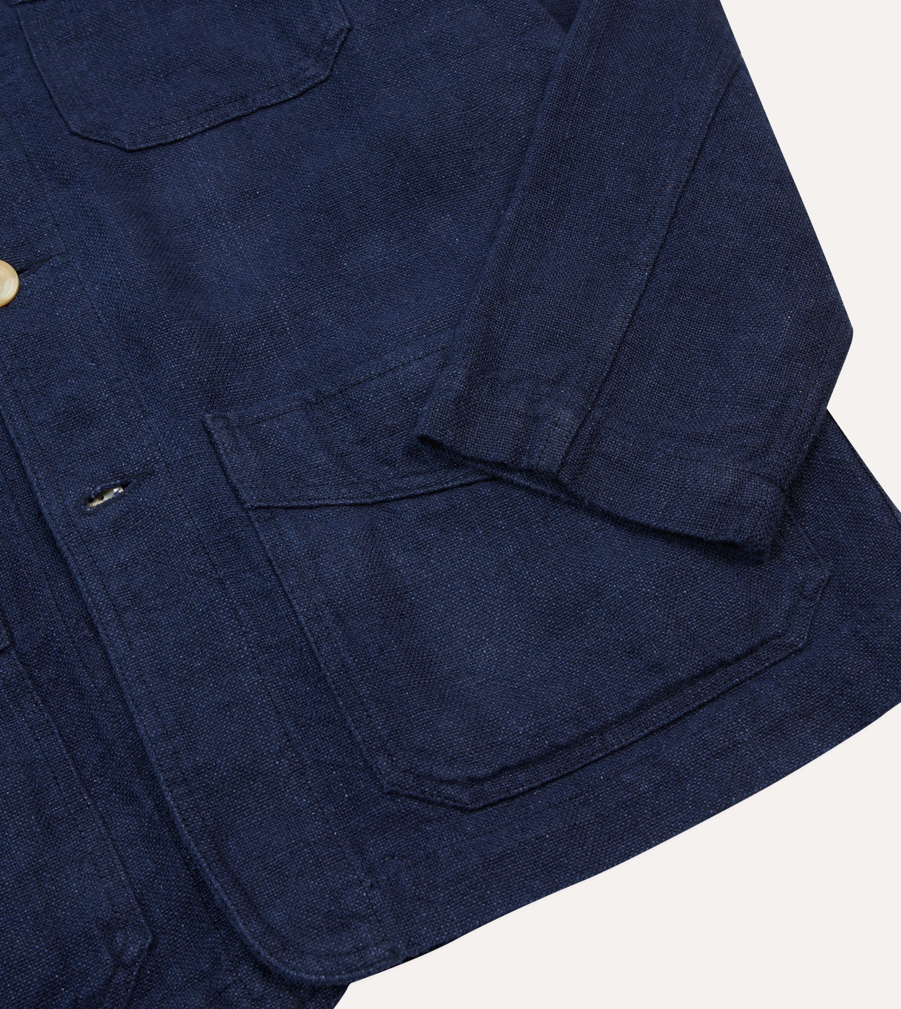 Memory Navy Linen Five-Pocket Chore Jacket