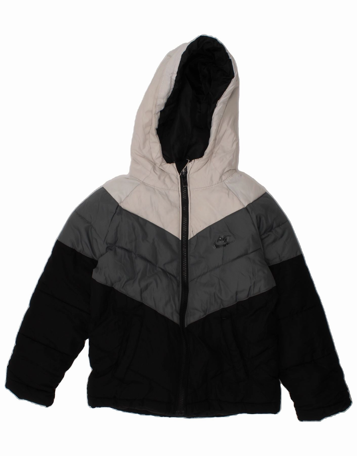 Articulated Sleeves Zippered Vents NIKE Boys Hooded Padded Jacket 5-6 Years Medium  Black Colourblock