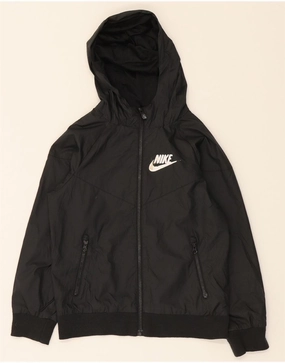 Foldable Collar Design NIKE Boys Hooded Bomber Jacket 6-7 Years XS Black Polyester
