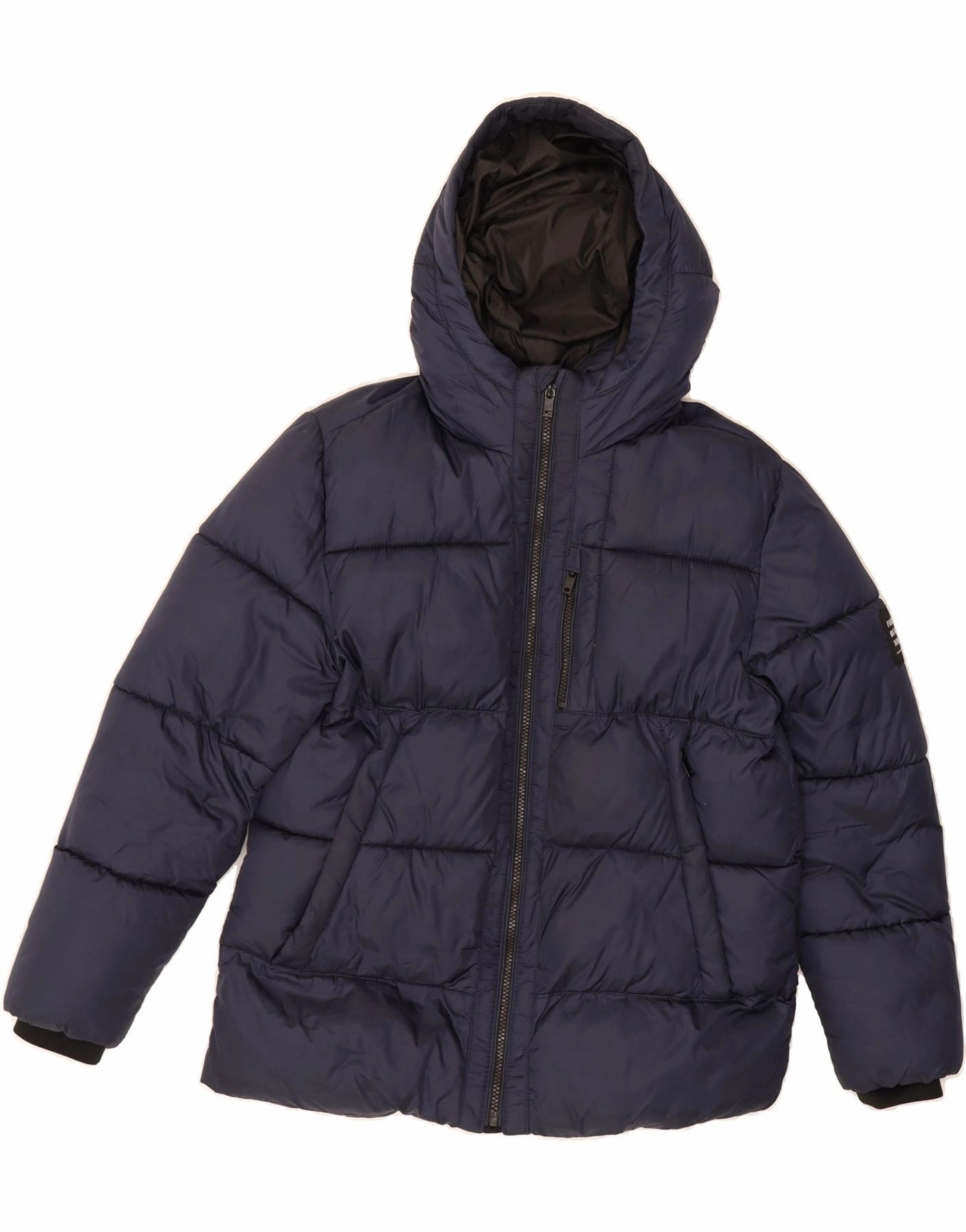 Patience ZARA Boys Hooded Padded Jacket 13-14 Years Navy Blue Polyester