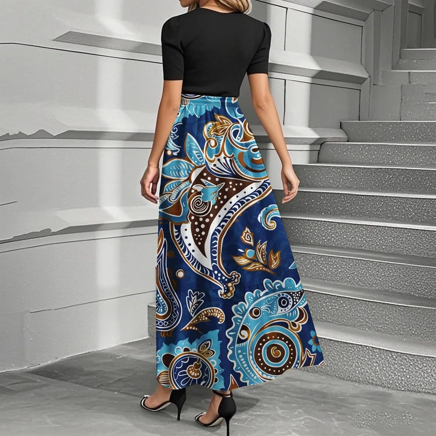 Beach Dress for Wedding Guest Plus Size Floral Wrap Maxi Dress Short Sleeve Boho Outfit