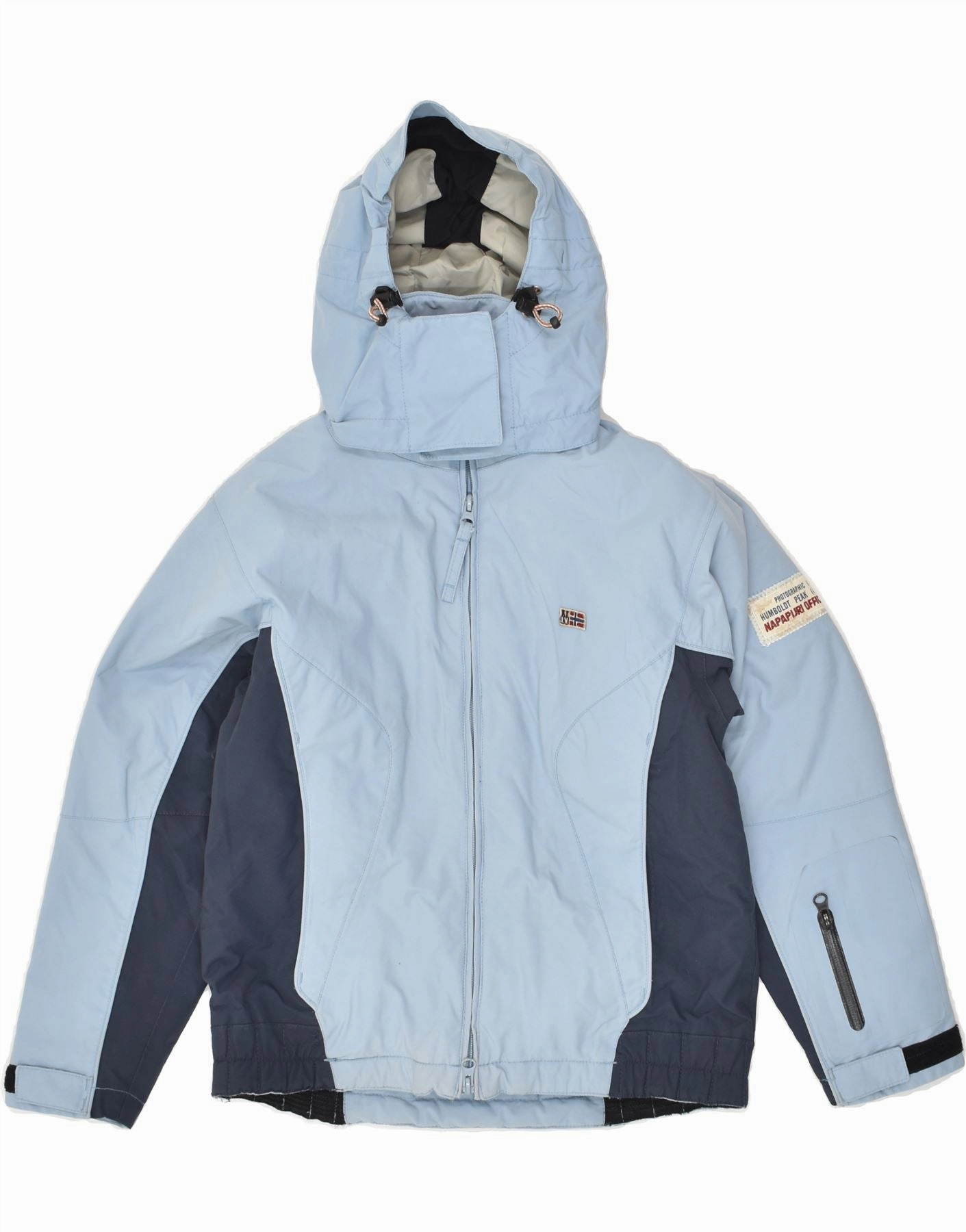 NAPAPIJRI Boys Property Hooded Windbreaker Jacket 9-10 Years Blue Sporty Shield