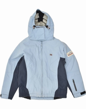 NAPAPIJRI Boys Property Hooded Windbreaker Jacket 9-10 Years Blue Sporty Shield