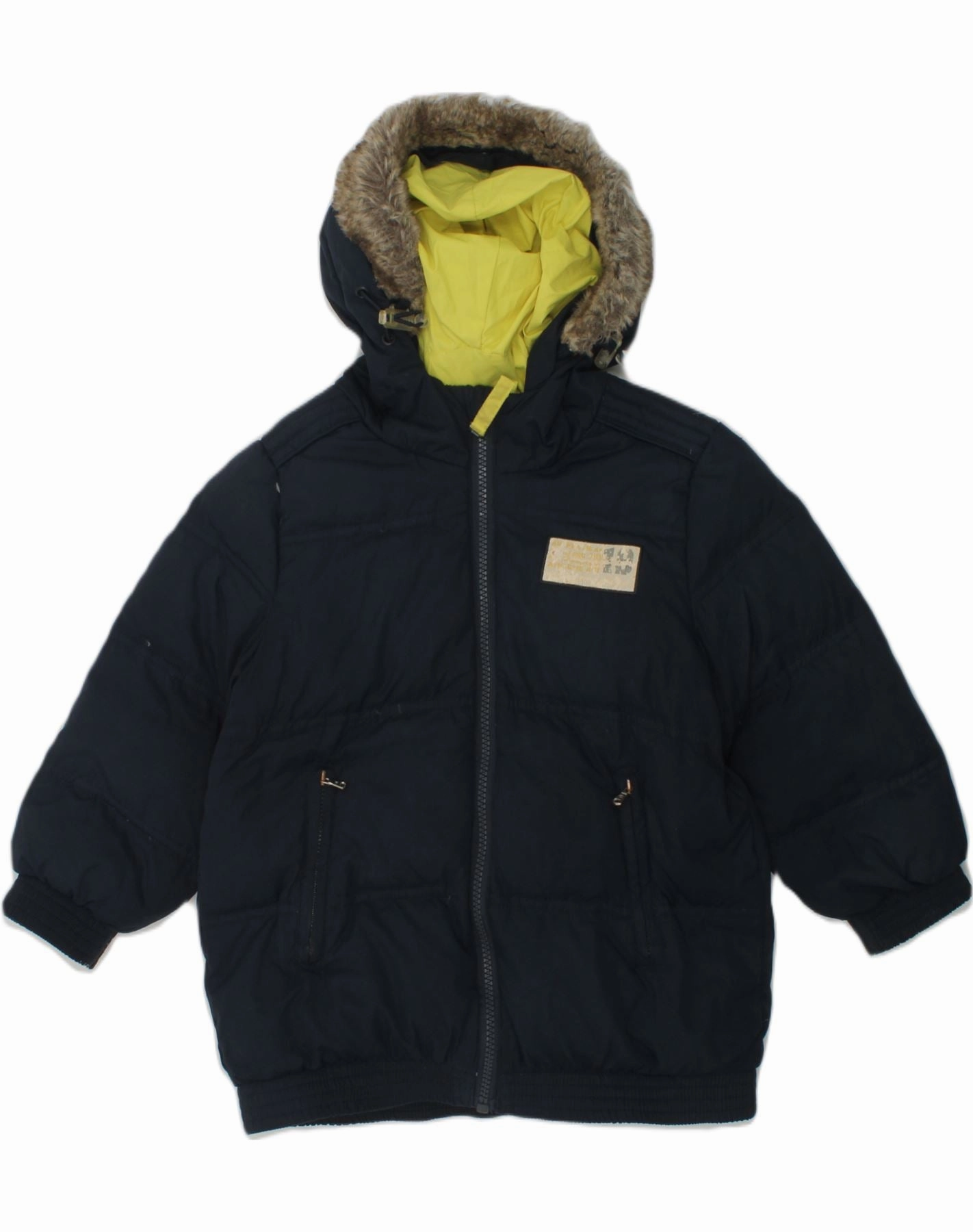 CHAMPION Boys Hooded Padded Jacket 3-4 Years 2XS Navy Blue Polyester Base Warmth Work Comfort