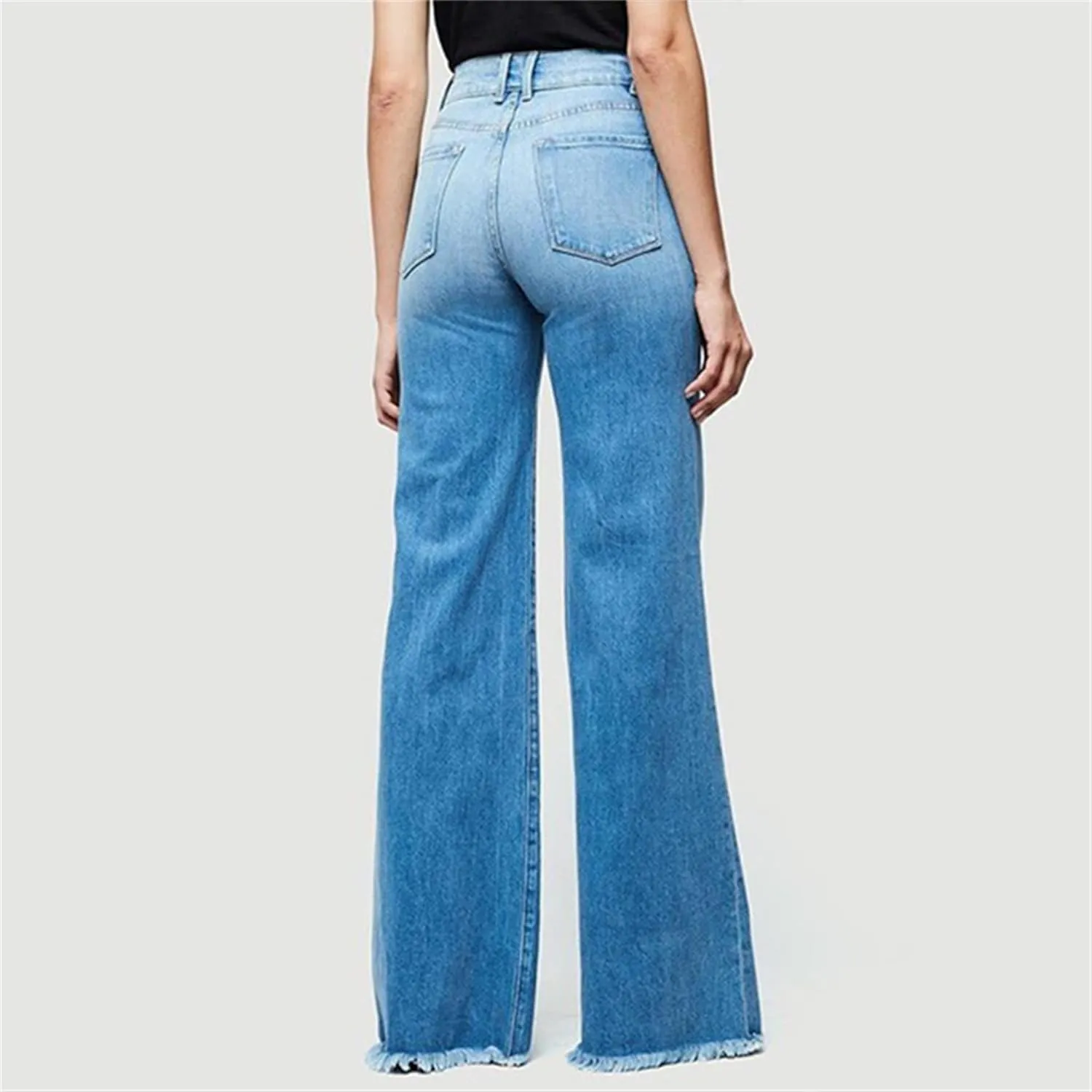 Bell Bottom Jeans for Women High Waisted Flare Jeans Classic Stretch Wide Leg Denim Pants Trousers (Large,Light Blue)