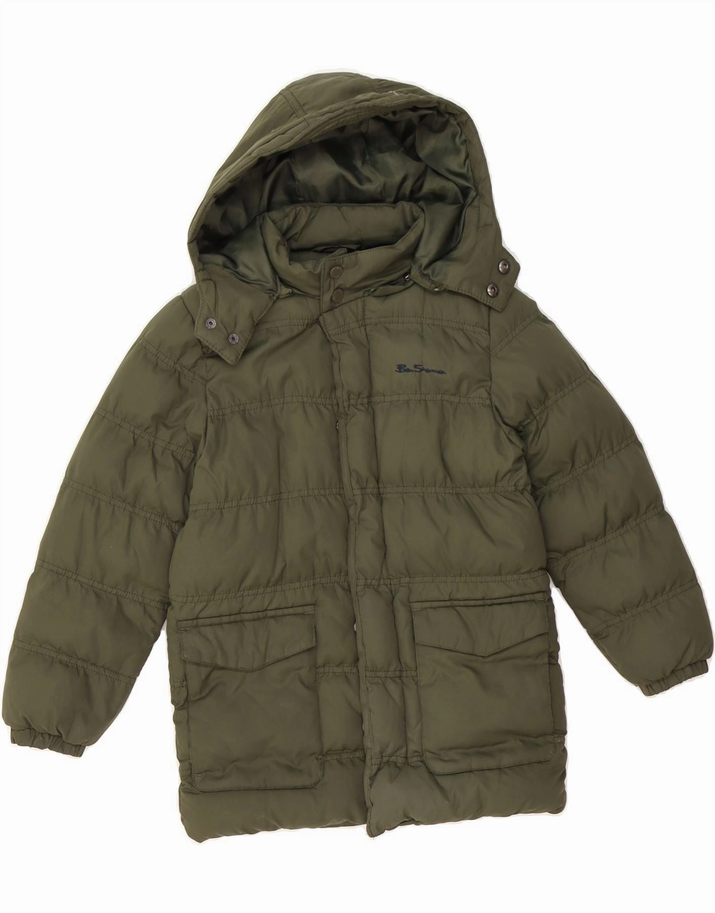 Fast Layering Feedback BEN SHERMAN Boys Hooded Padded Jacket 8-9 Years Khaki Polyester