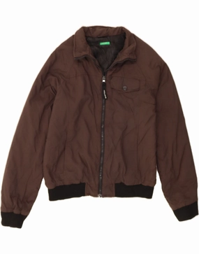 BENETTON Boys Bomber Jacket 11-12 Years 2XL Brown Polyamide fishermen