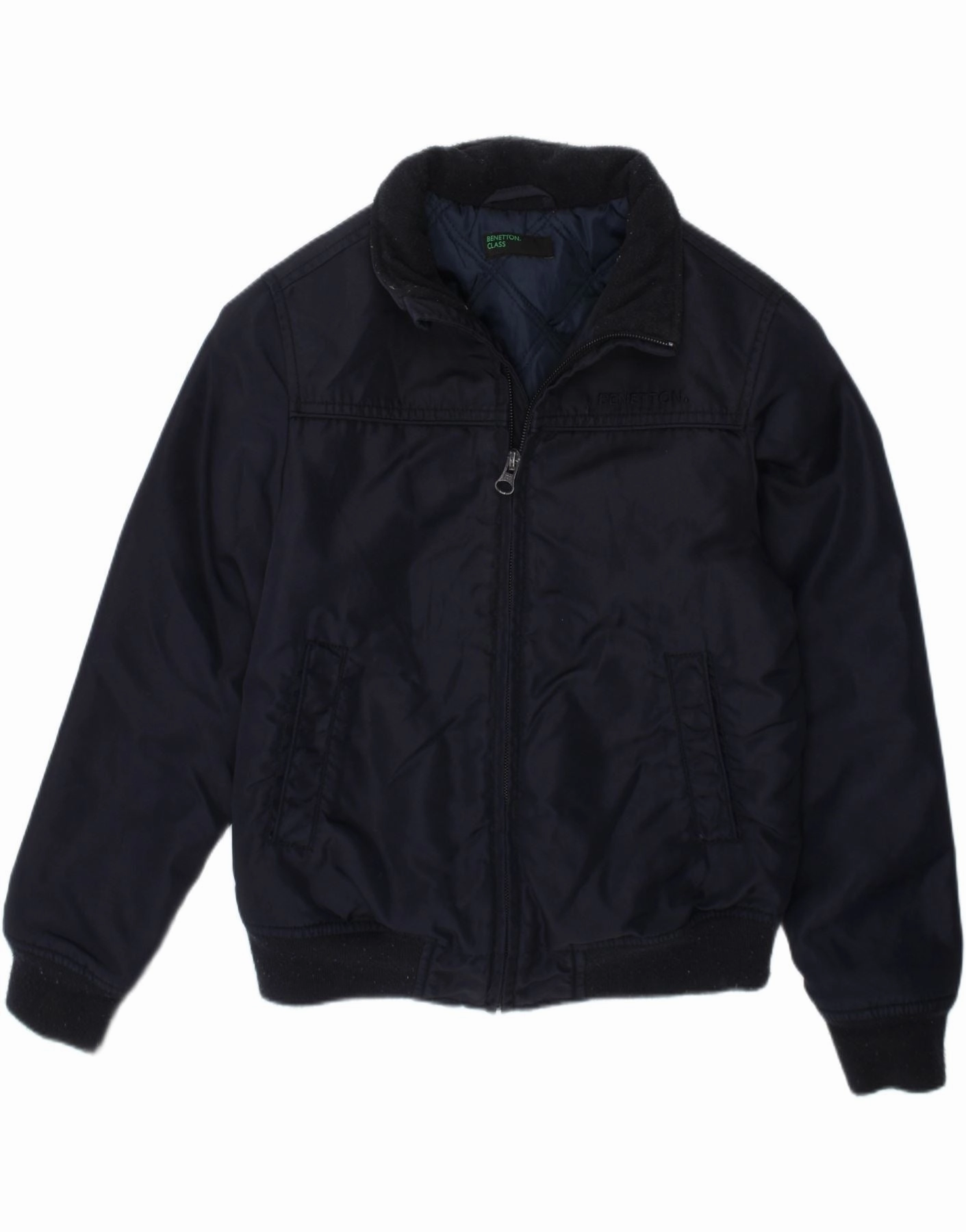 BENETTON Boys Bomber Jacket 7-8 Years Navy Blue Polyamide Party Practical Choice