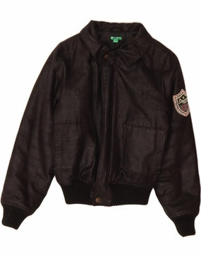 BENETTON Boys Bomber Jacket 8-9 Years Large Black Cotton Light Motion Cold Season