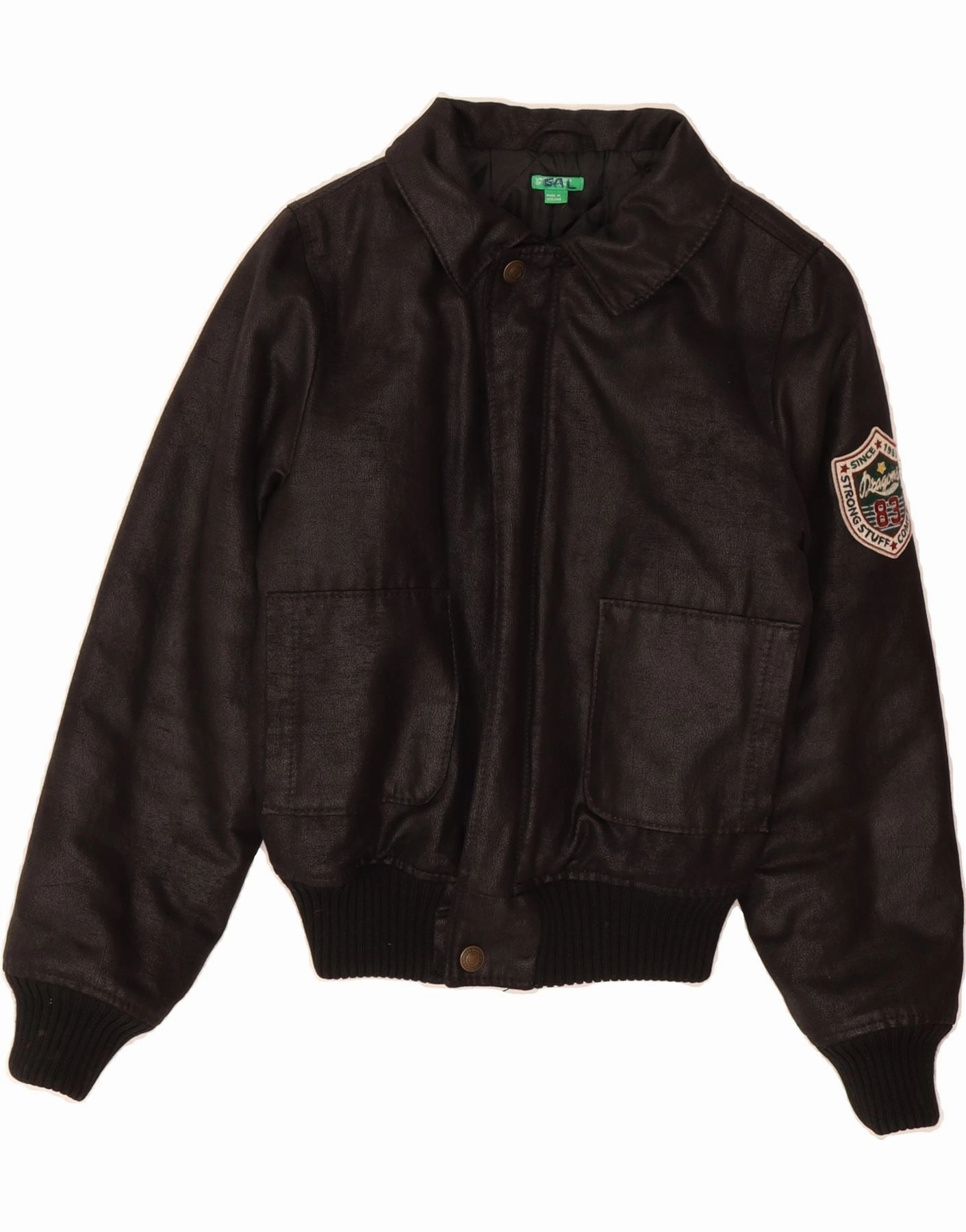BENETTON Boys Bomber Jacket 8-9 Years Large Black Cotton Light Motion Cold Season