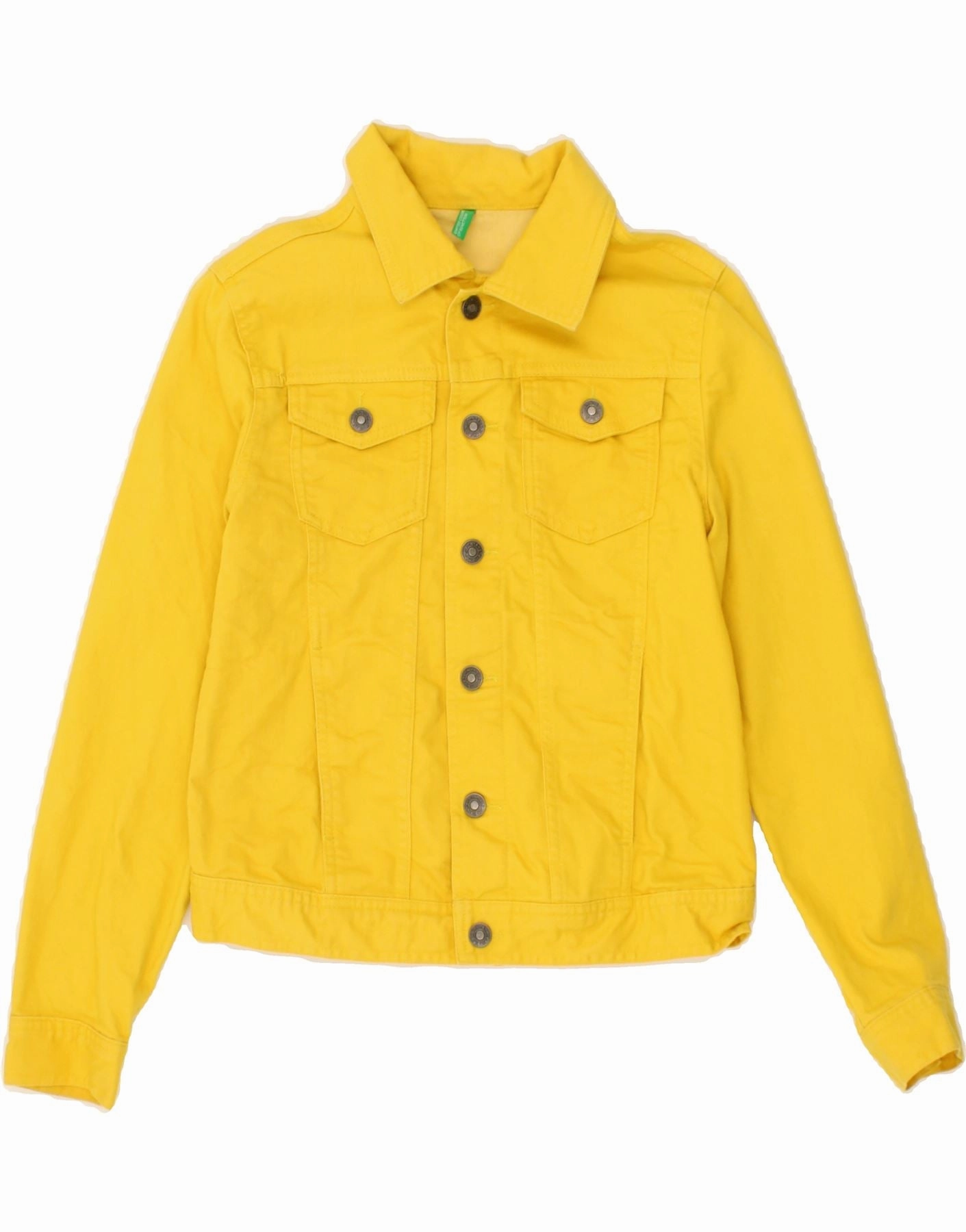 BENETTON Boys Denim Jacket 10-11 Years XL Yellow Cotton Travel Friendly Heritage
