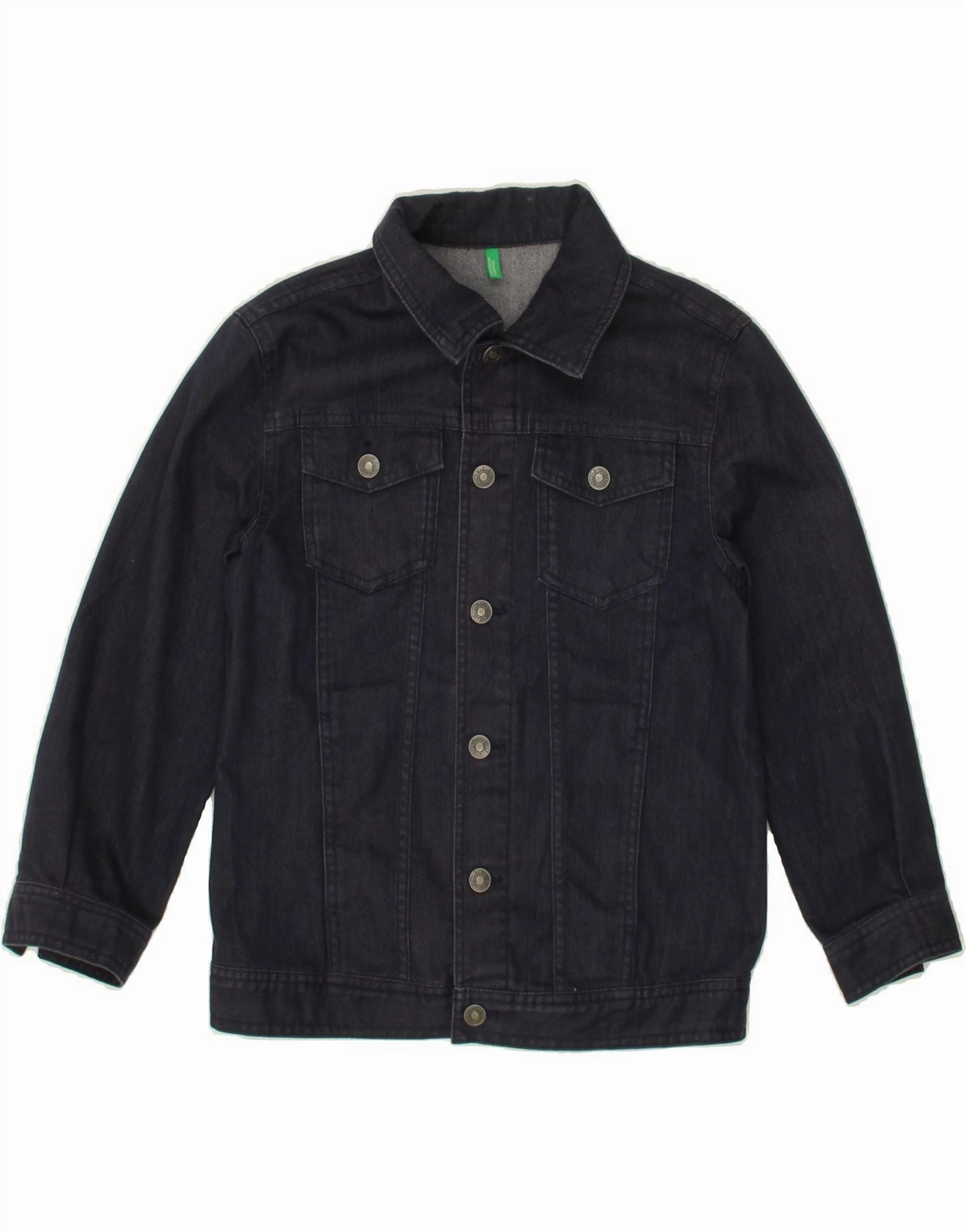 Daily Use BENETTON Boys Denim Jacket 11-12 Years 2XL Navy Blue Cotton