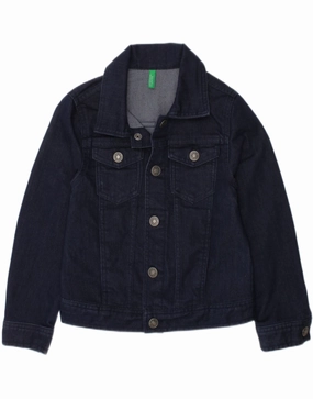 BENETTON Boys Denim Jacket 4-5 Years XS  Navy Blue Cotton Flexible Fit