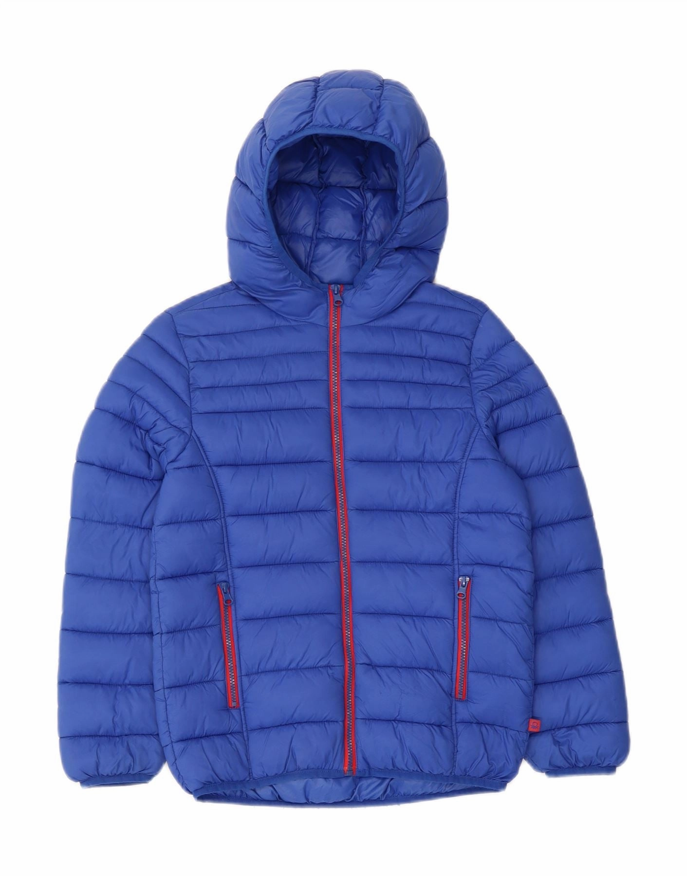 High Collar Support City Life BENETTON Boys Hooded Padded Jacket 10-11 Years XL Blue Polyamide