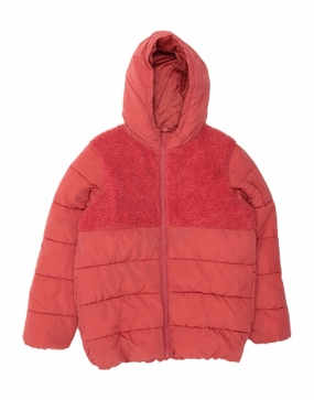 BENETTON Boys Hooded Padded Jacket 13-14 Years 3XL Pink Polyester Declare