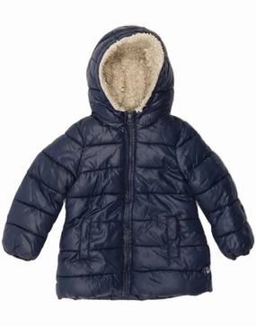 slim BENETTON Boys Hooded Padded Jacket 4-5 Years Navy Blue Polyester