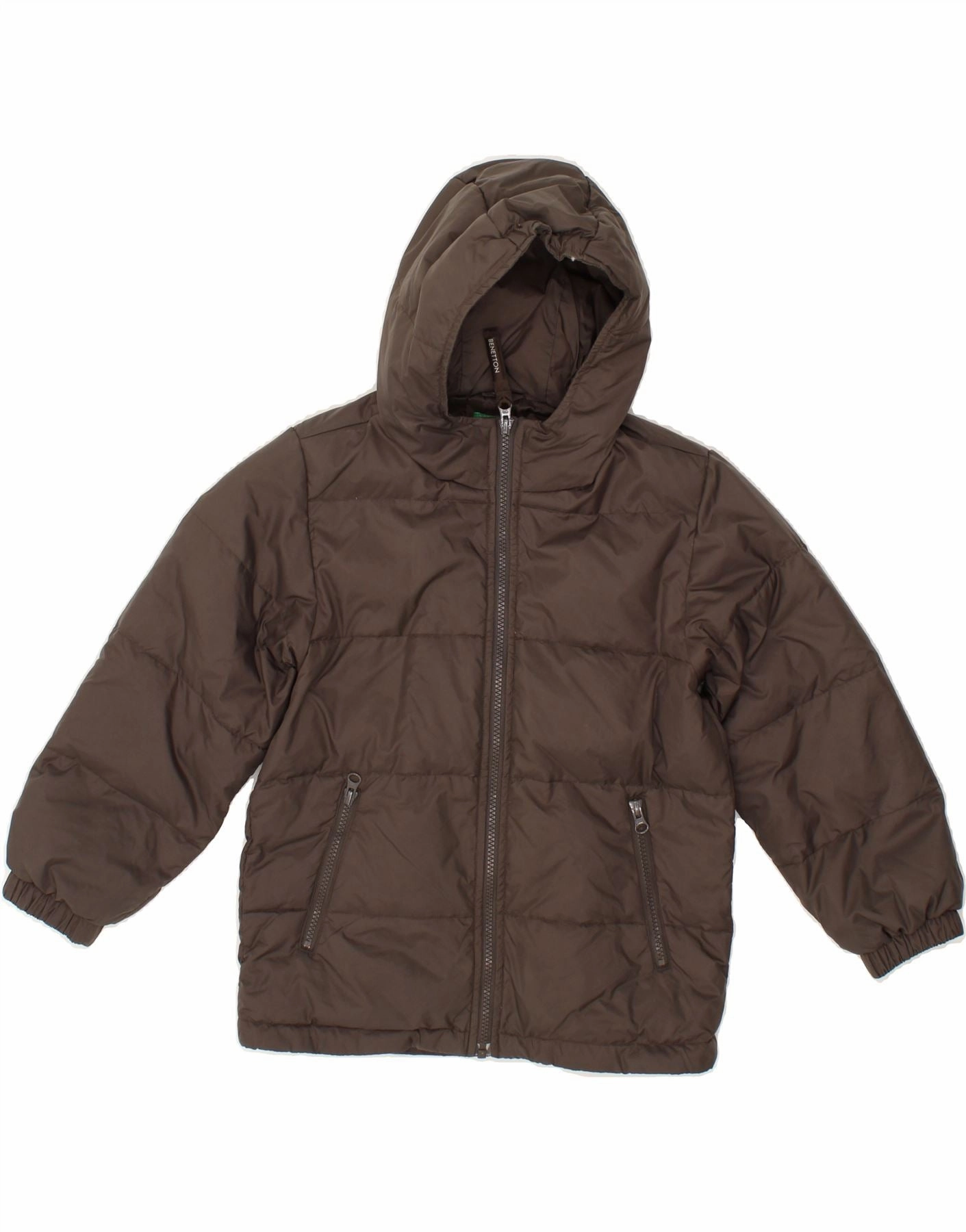 NonRestrictive Armholes Easter wear BENETTON Boys Hooded Padded Jacket 5-6 Years Small Khaki