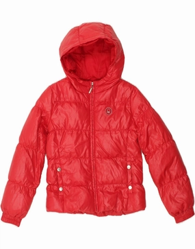 BENETTON Boys Hooded Padded Jacket 8-9 Years Red full-zip Protective Style