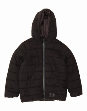 belt Versatile Shell BENETTON Boys Hooded Padded Jacket 9-10 Years Large Black Polyester