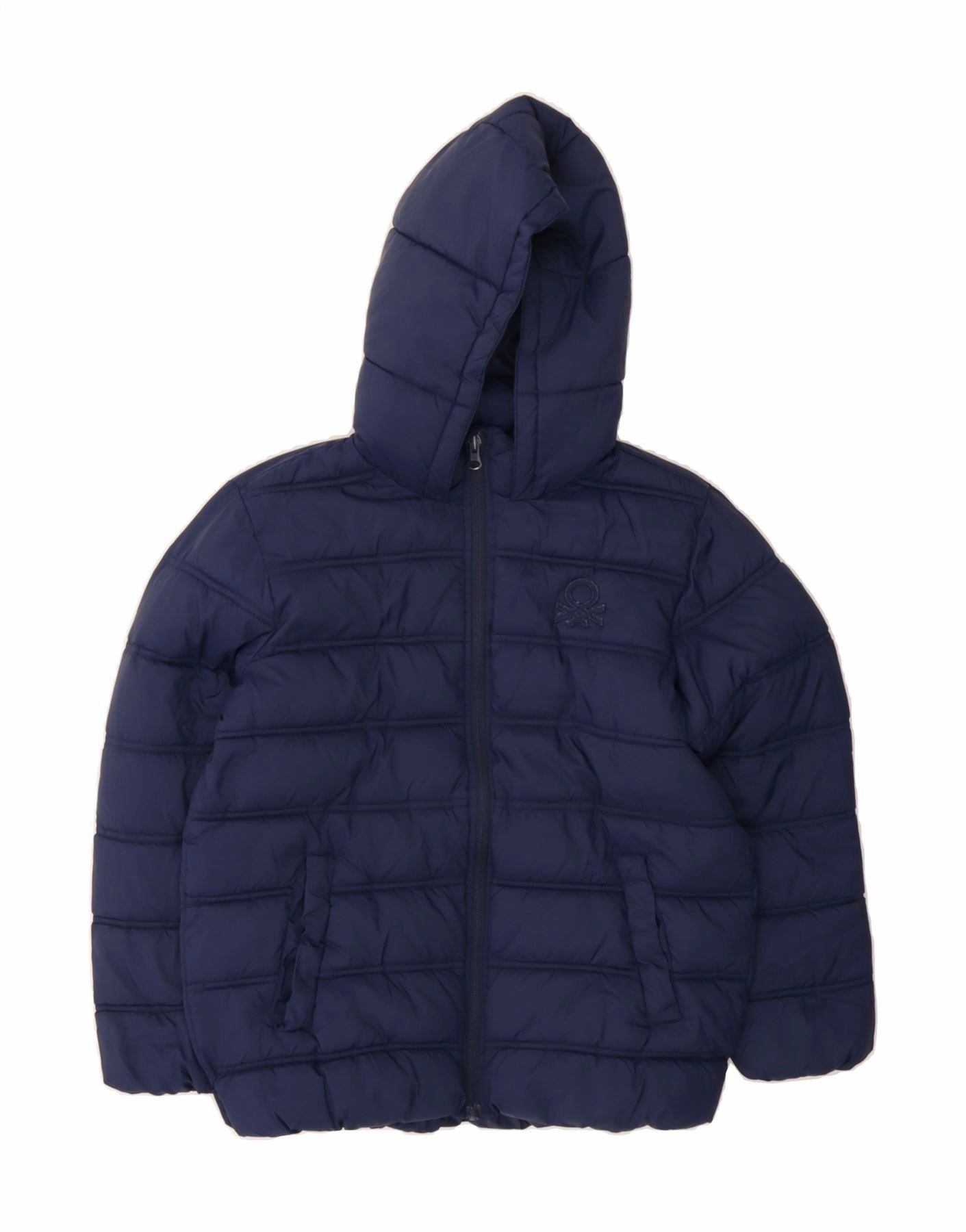BENETTON Boys Hooded Padded Jacket 9-10 Years Navy Blue Fresh Function