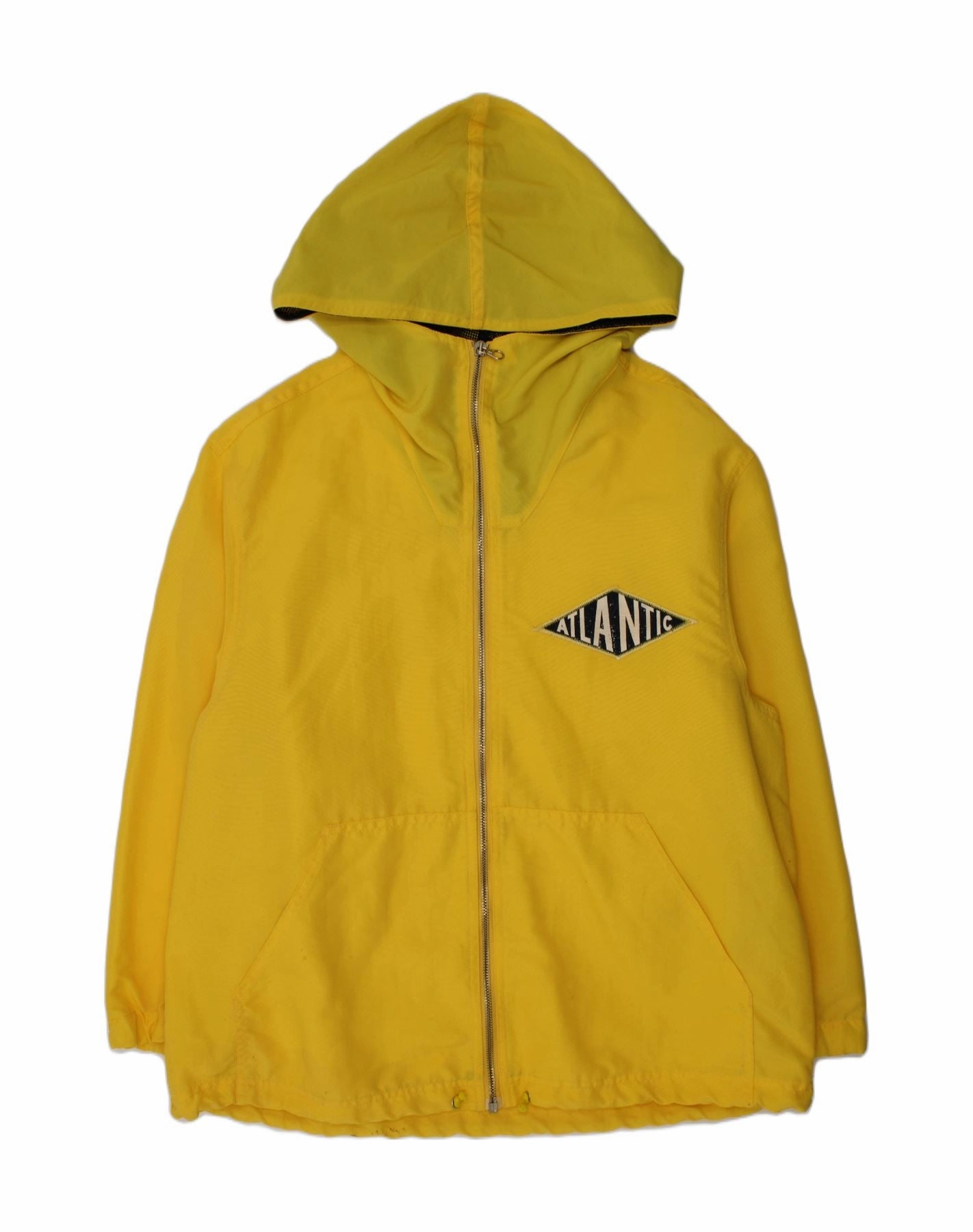 BENETTON Boys Hooded Rain Jacket 14-15 Years XL Yellow Nylon Quick Closure