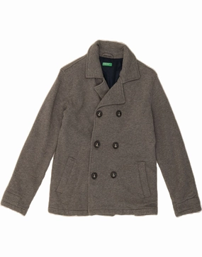 Breathable Material gift - giving option BENETTON Boys Pea Coat 10-11 Years XL Grey Cotton