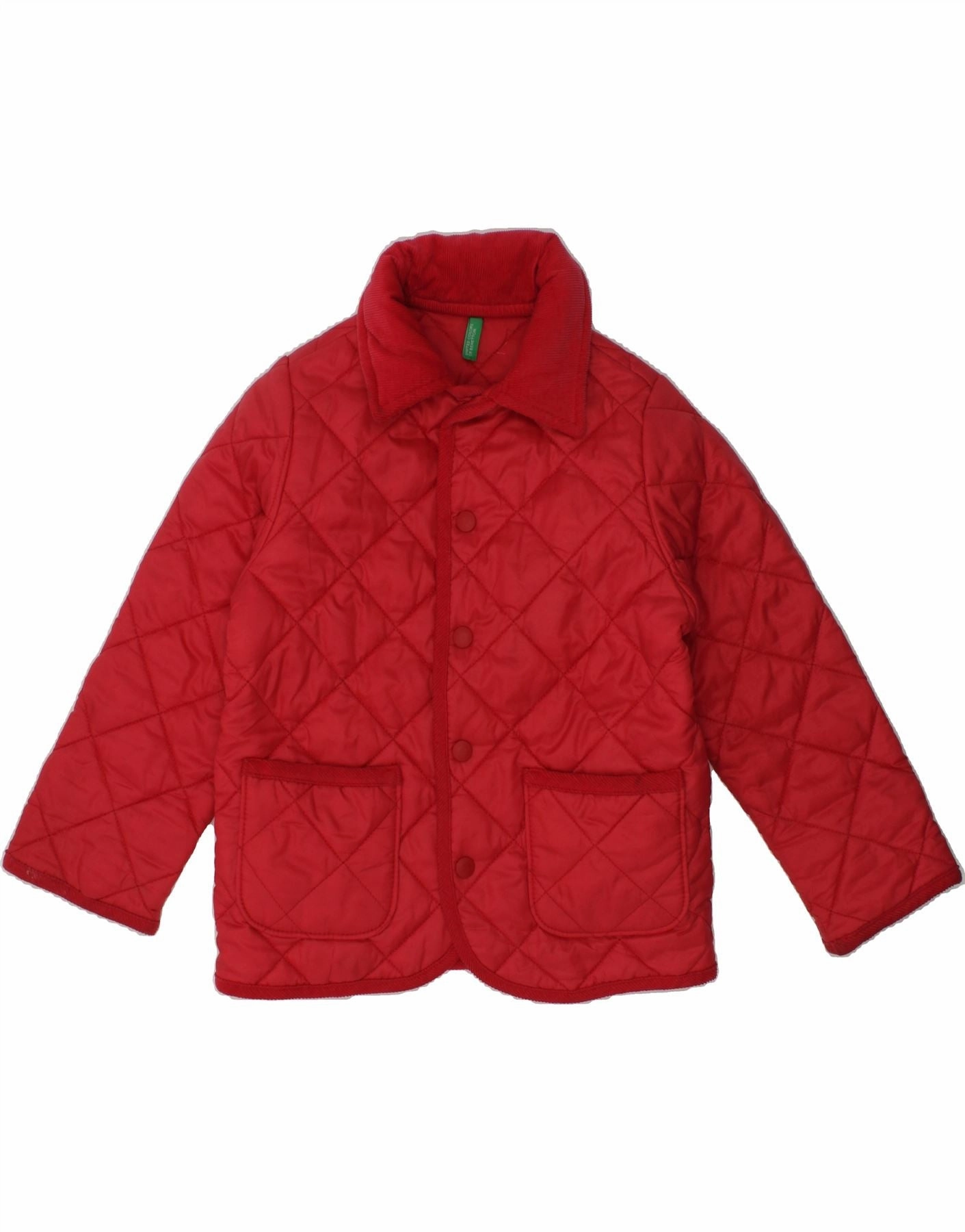 Base Layer BENETTON Boys Quilted Jacket 3-4 Years 2XS Red Nylon
