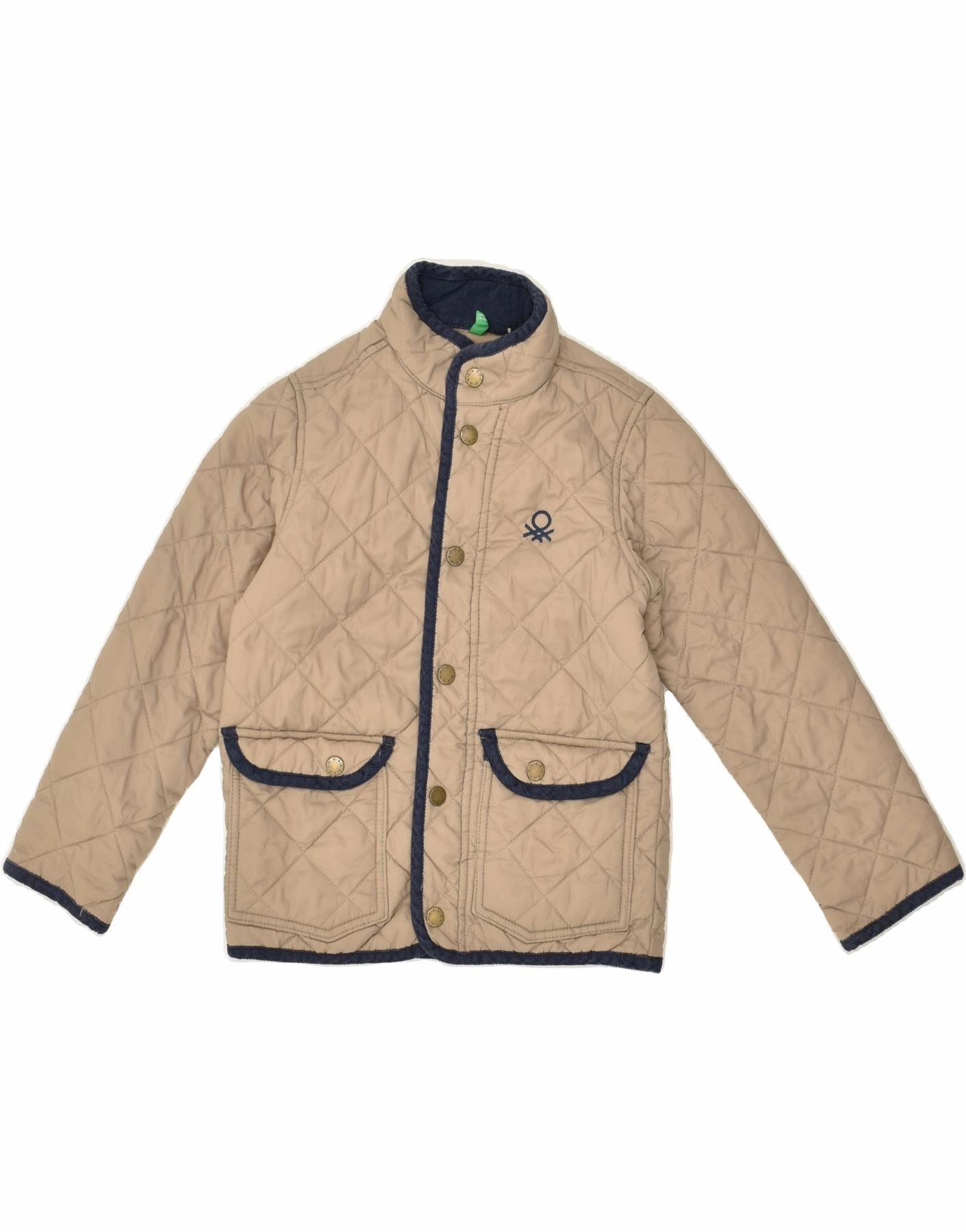 Zip-up Tactile Response Fabric BENETTON Boys Quilted Jacket 6-7 Years Small  Beige Polyamide