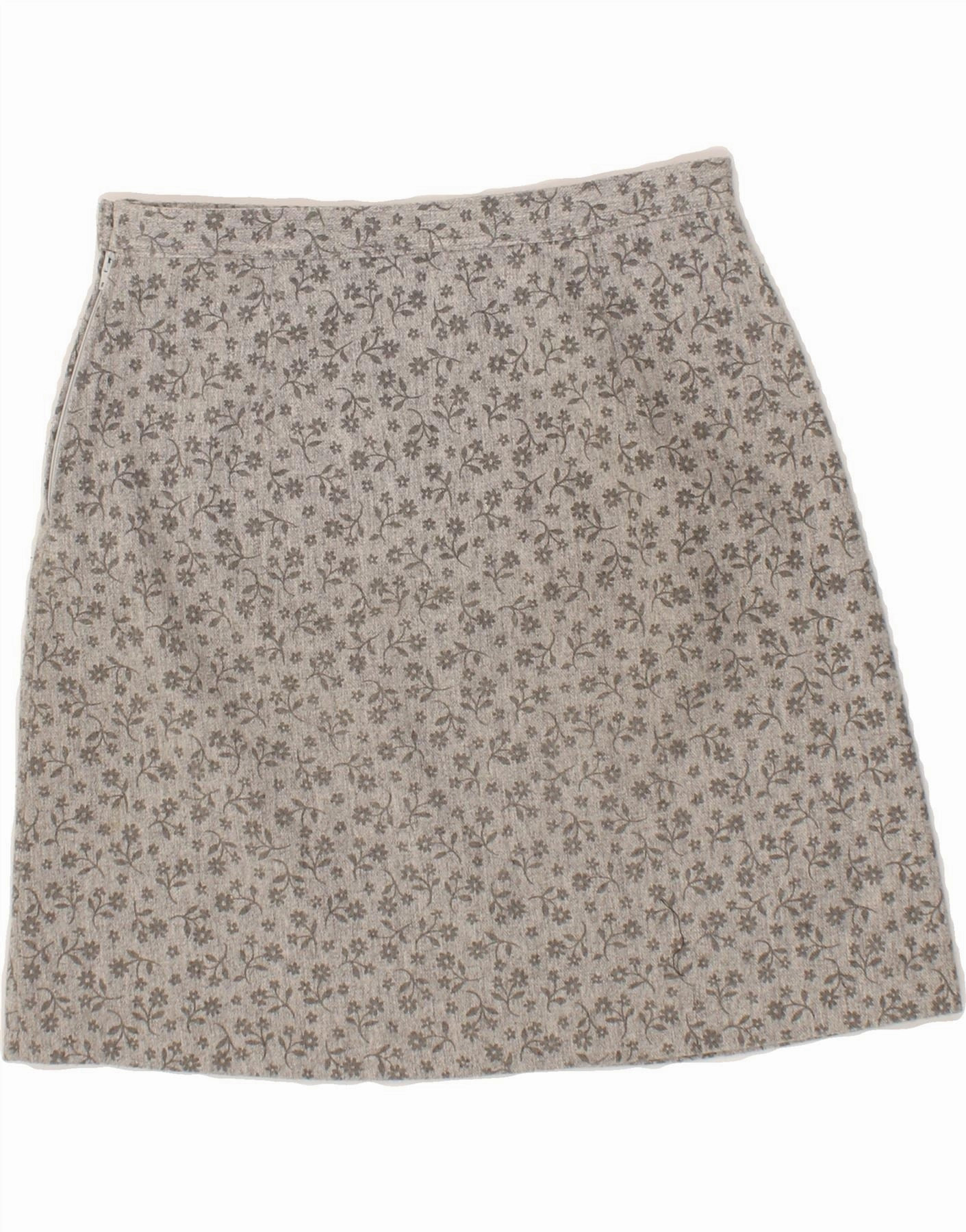 V Neckline Daily Go BENETTON Girls A-Line Skirt 11-12 Years W26  Grey Floral Wool