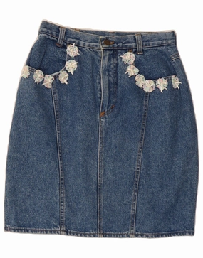 BENETTON Girls Denim Skirt 12-13 Years W25 Blue Bright Appeal Feminine Structure